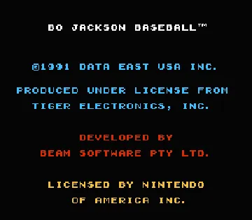 Bo Jackson Baseball (USA) screen shot title